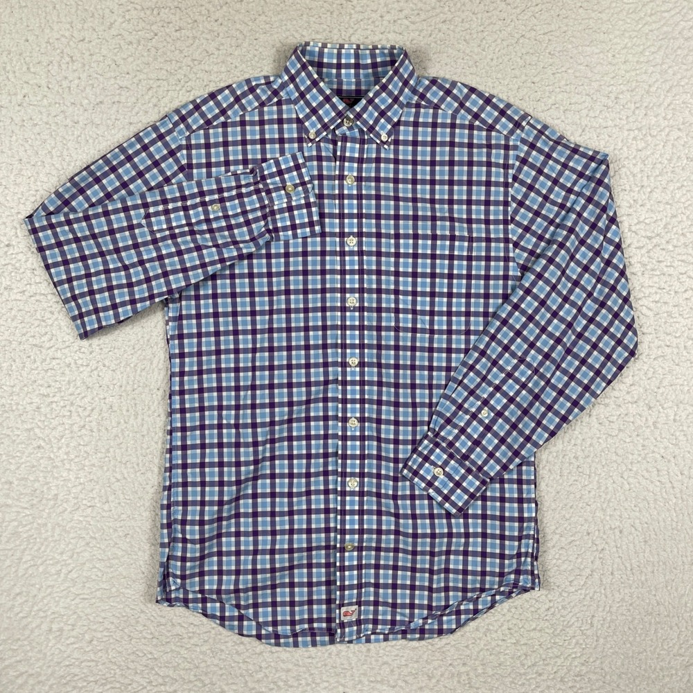 Vineyard Vines Murray Shirt Mens S Purple Blue Gingham Check Button Down Cotton